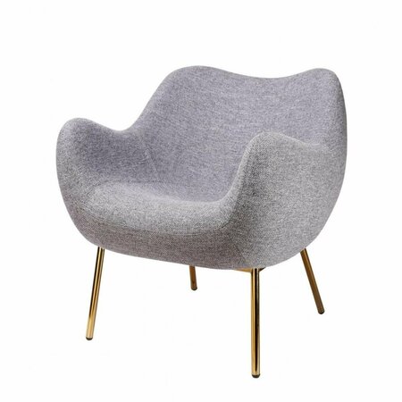HOMEROOTS Plush Grey Linen Tear Resistant Fabric Accent Chair, Gold 473844